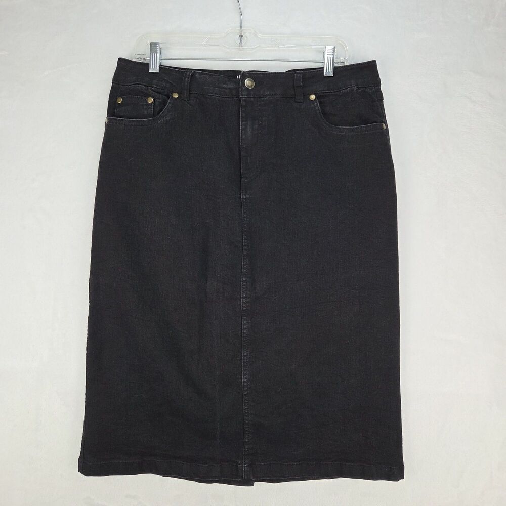 Women Within Black Denim Pencil Skirt Plus Size 12W